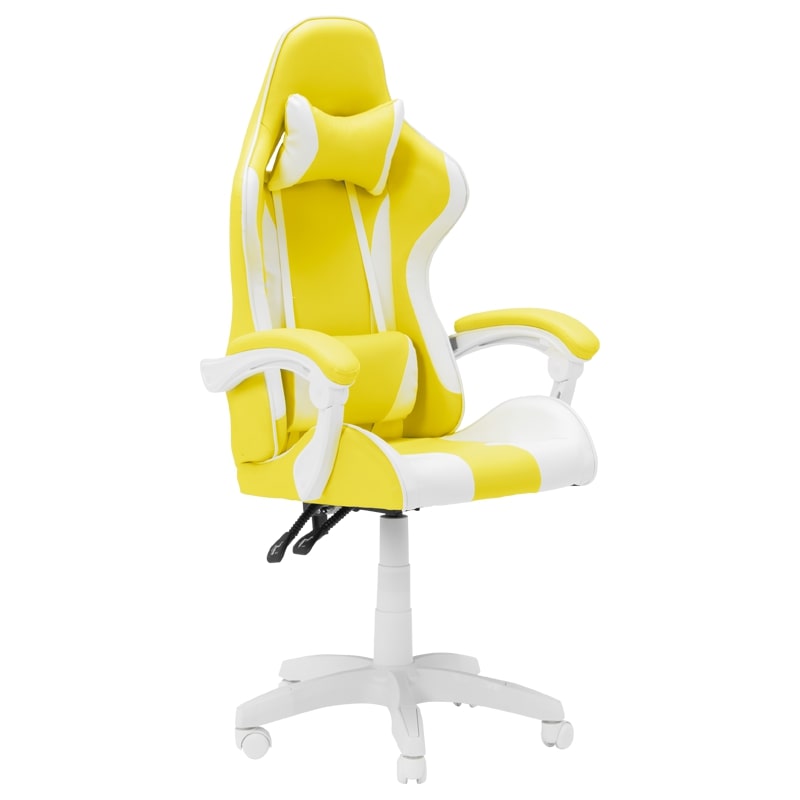 Геймърски стол - 6311 бял-жълт