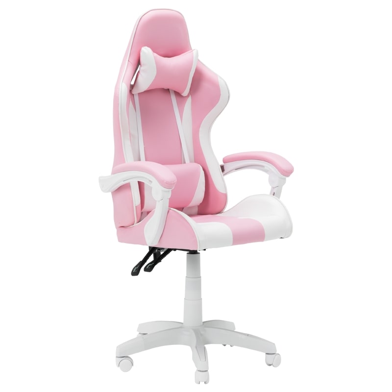 Геймърски стол - 6311 бял-розов