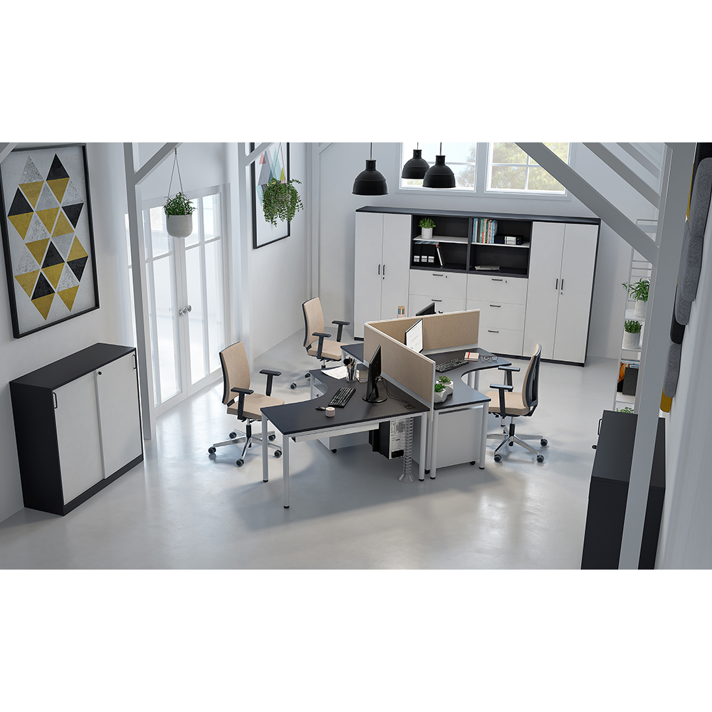 Офис бюро Easy Space Г образно с квадратни метални крака Nowy Styl