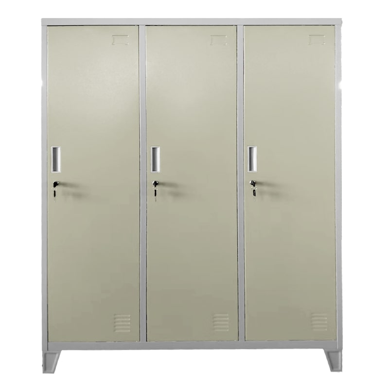 Троен детски метален гардероб CR-1604-3 JZ сив-бежов