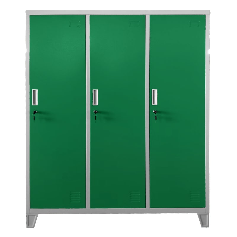 Троен детски метален гардероб CR-1604-3 JZ сив-тъмнозелен