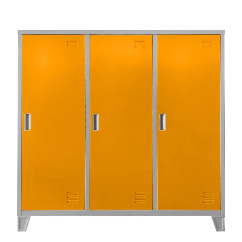 Троен детски метален гардероб CR-1605-3 JZ сив-оранжев