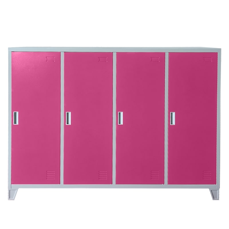 Четворен детски метален гардероб CR-1605-4 JZ сив-розов