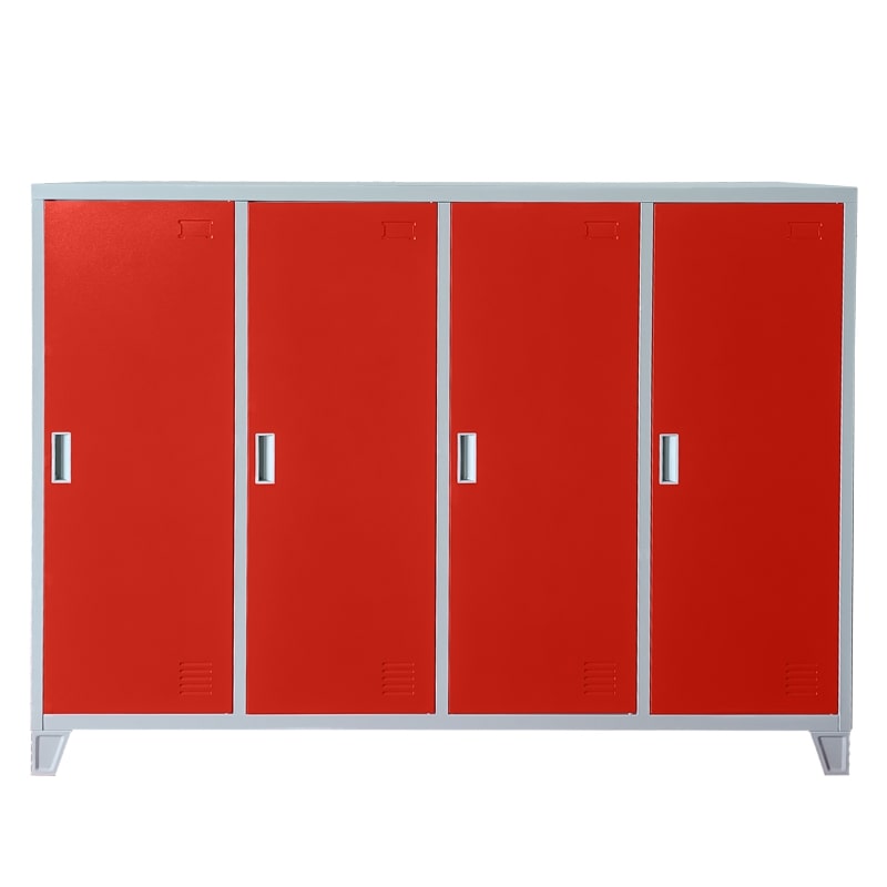 Четворен детски метален гардероб CR-1605-4 JZ сив-червен