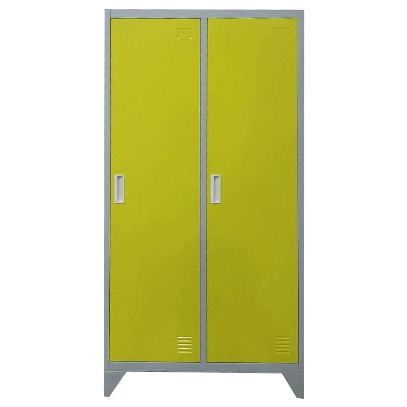 Двоен нисък метален гардероб CR-1602 KZ сив-жълт