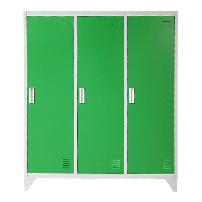 Троен нисък метален гардероб CR-1603 KZ сив-зелен