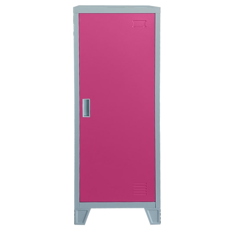 Единичен детски метален гардероб CR-1605-1 JZ сив-розов