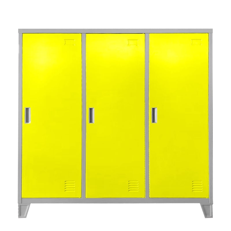 Троен детски метален гардероб CR-1605-3 JZ сив-пат.жълт