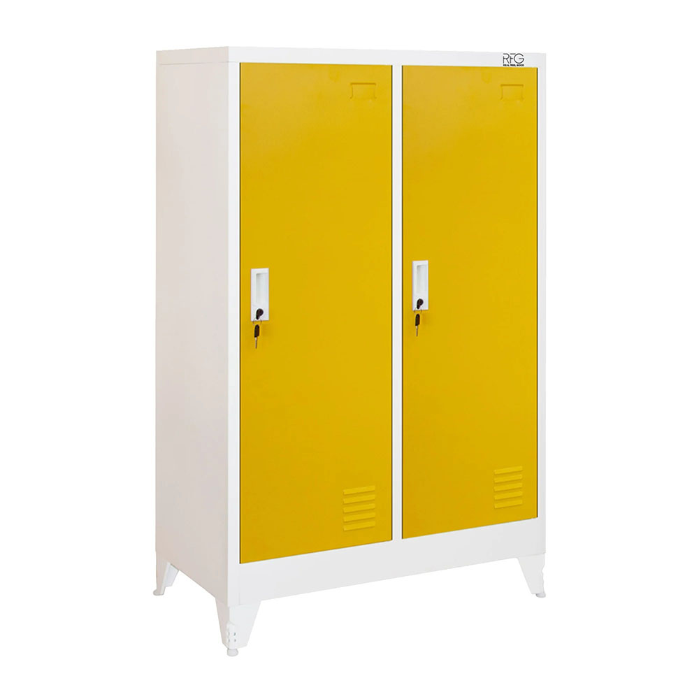 Двоен метален гардероб - RFG 80/40/120 см бял-жълт