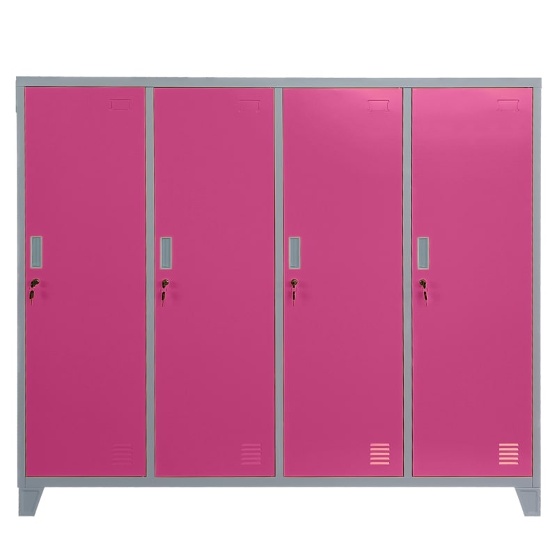 Четворен детски метален гардероб CR-1604-4 JZ сив-розов