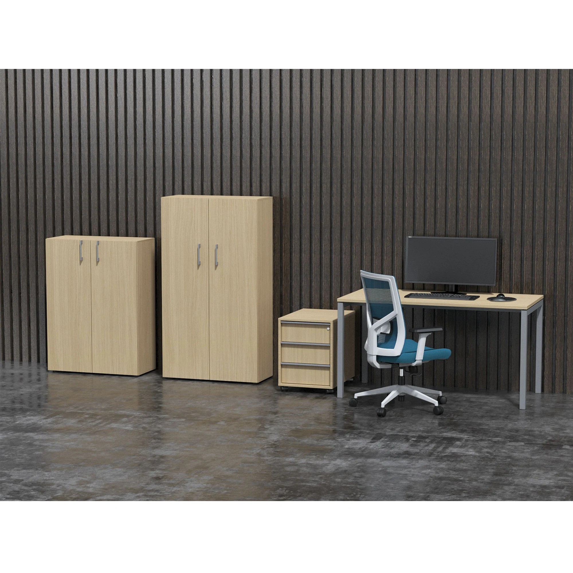 Офис бюро Nova U 140/70/74h Narbutas избелен дъб-сив