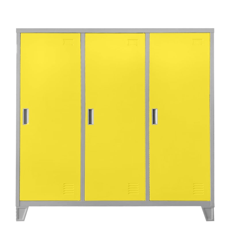 Троен детски метален гардероб CR-1605-3 JZ сив-жълт