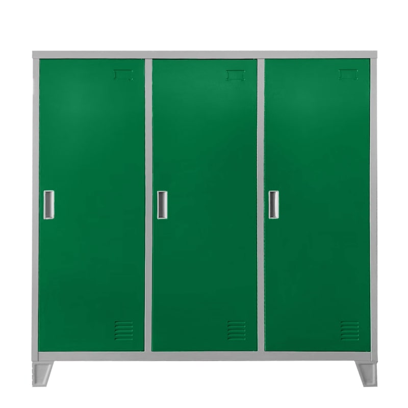 Троен детски метален гардероб CR-1605-3 JZ сив-тъмнозелен