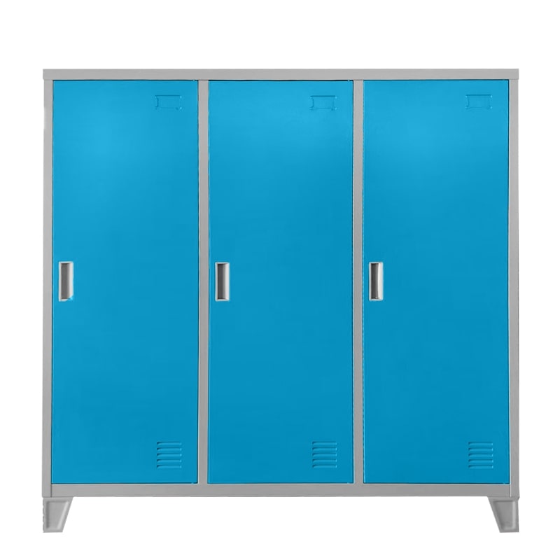 Троен детски метален гардероб CR-1605-3 JZ сив-светлосин