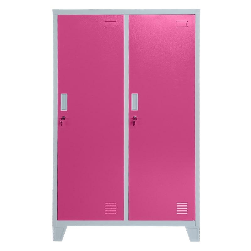 Двоен детски метален гардероб CR-1604-2 JZ сив-розов