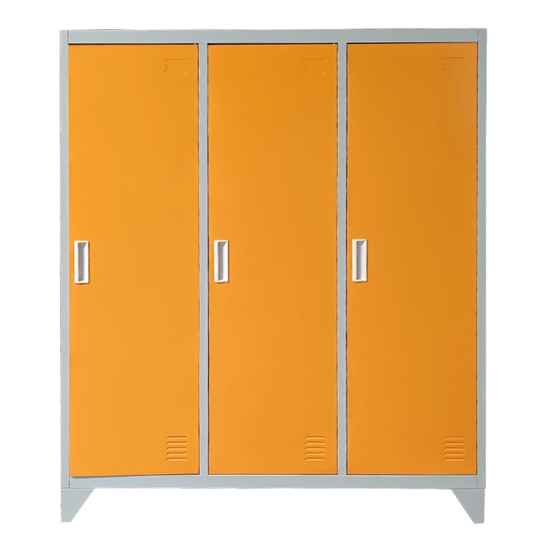 Троен нисък метален гардероб CR-1603 KZ сив-оранжев