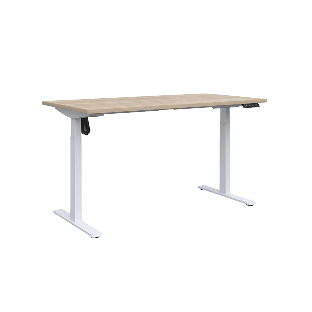 140/70 Ергономично електрическо бюро Light Pro RFG кехлибарен дъб-бял