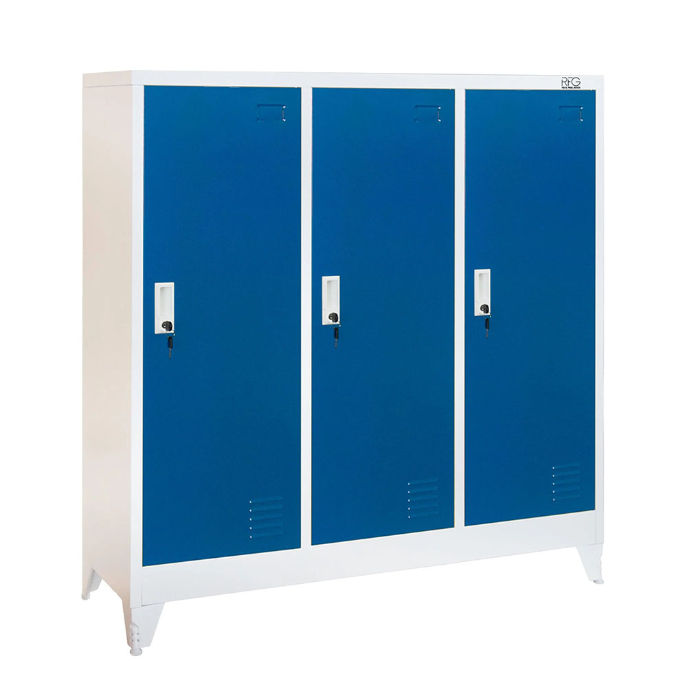 Троен метален гардероб - RFG 120/40/120 см бял-син