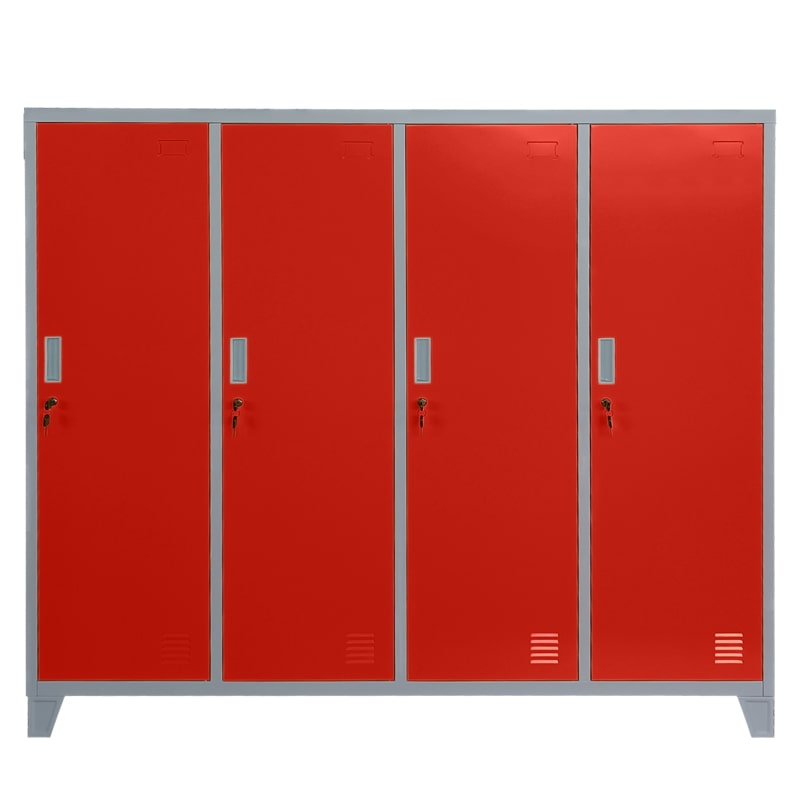 Четворен детски метален гардероб CR-1604-4 JZ сив-червен