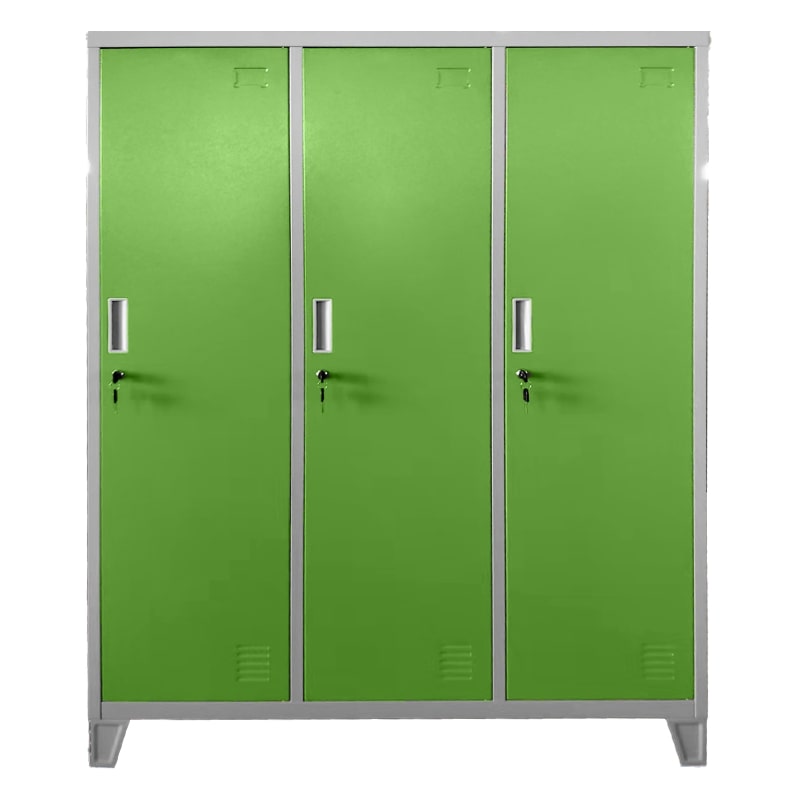 Троен детски метален гардероб CR-1604-3 JZ сив-зелен