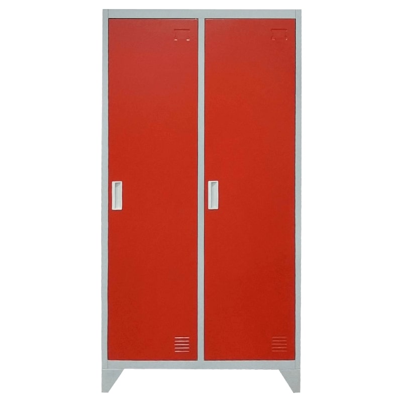 Двоен нисък метален гардероб CR-1602 KZ сив-червен