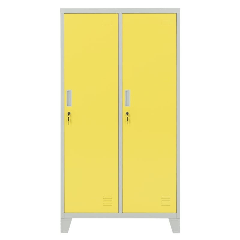 Двоен детски метален гардероб CR-1604-2 JZ сив-жълт