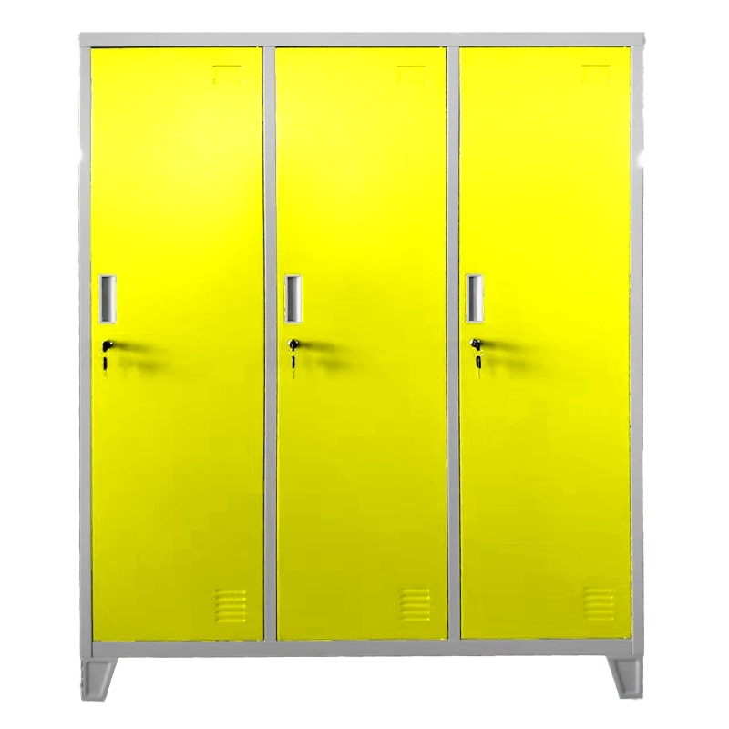 Троен детски метален гардероб CR-1604-3 JZ сив-пат.жълт