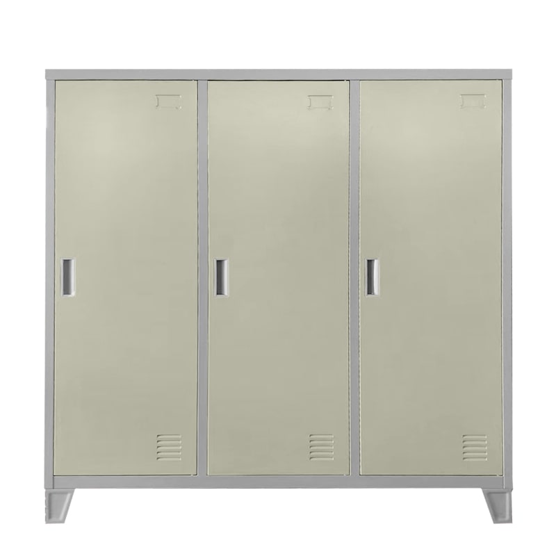 Троен детски метален гардероб CR-1605-3 JZ сив-бежов