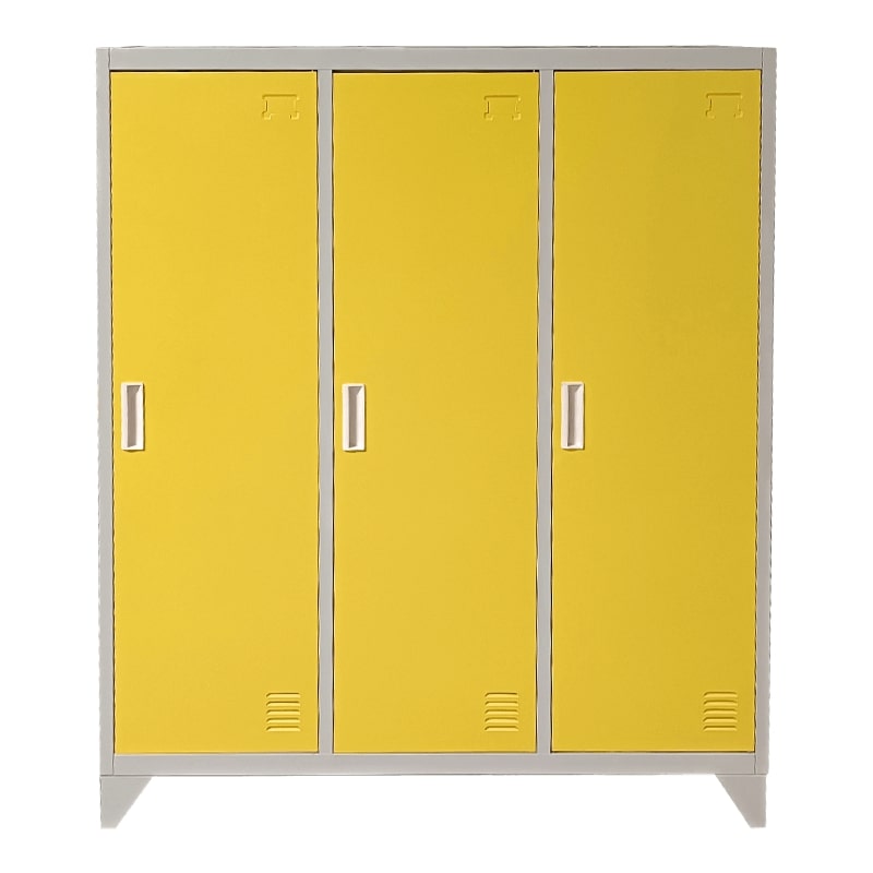 Троен нисък метален гардероб CR-1603 KZ сив-жълт