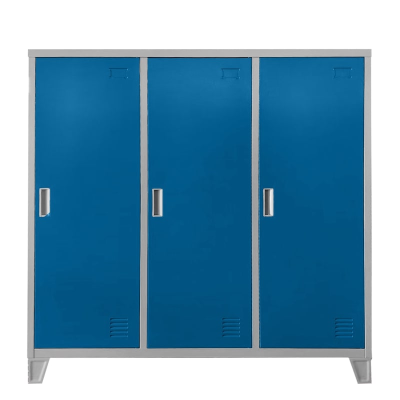 Троен детски метален гардероб CR-1605-3 JZ сив-син