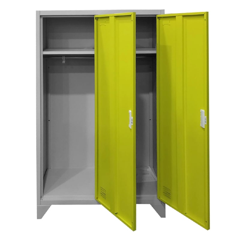 Двоен нисък метален гардероб CR-1602 KZ сив-жълт