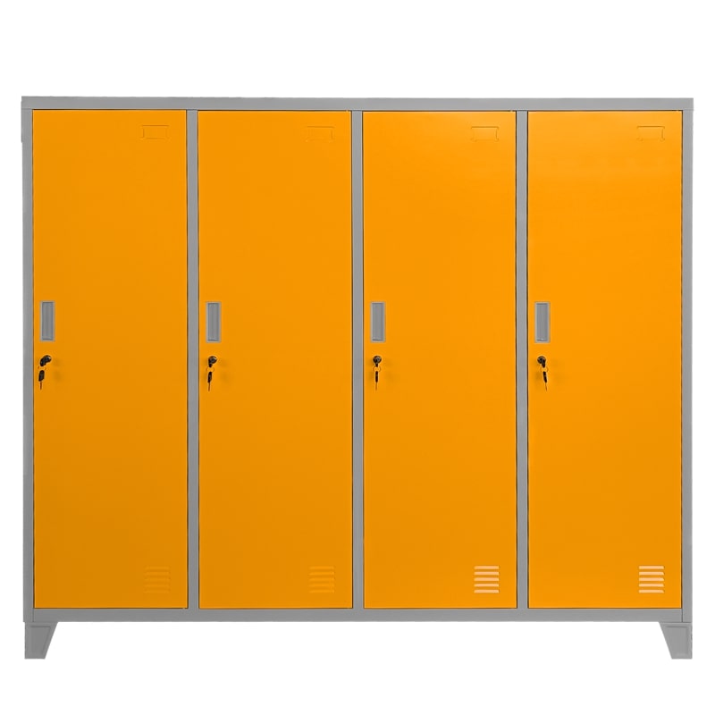 Четворен детски метален гардероб CR-1604-4 JZ сив-оранжев