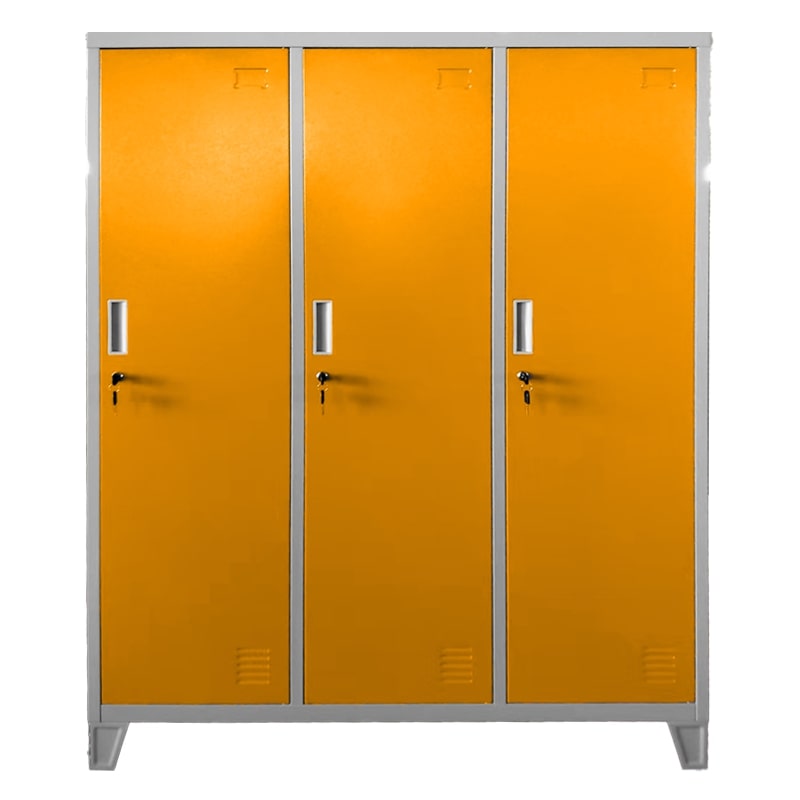 Троен детски метален гардероб CR-1604-3 JZ сив-оранжев