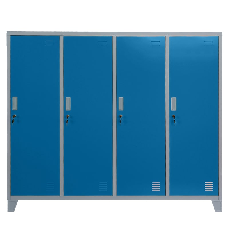 Четворен детски метален гардероб CR-1604-4 JZ сив-син