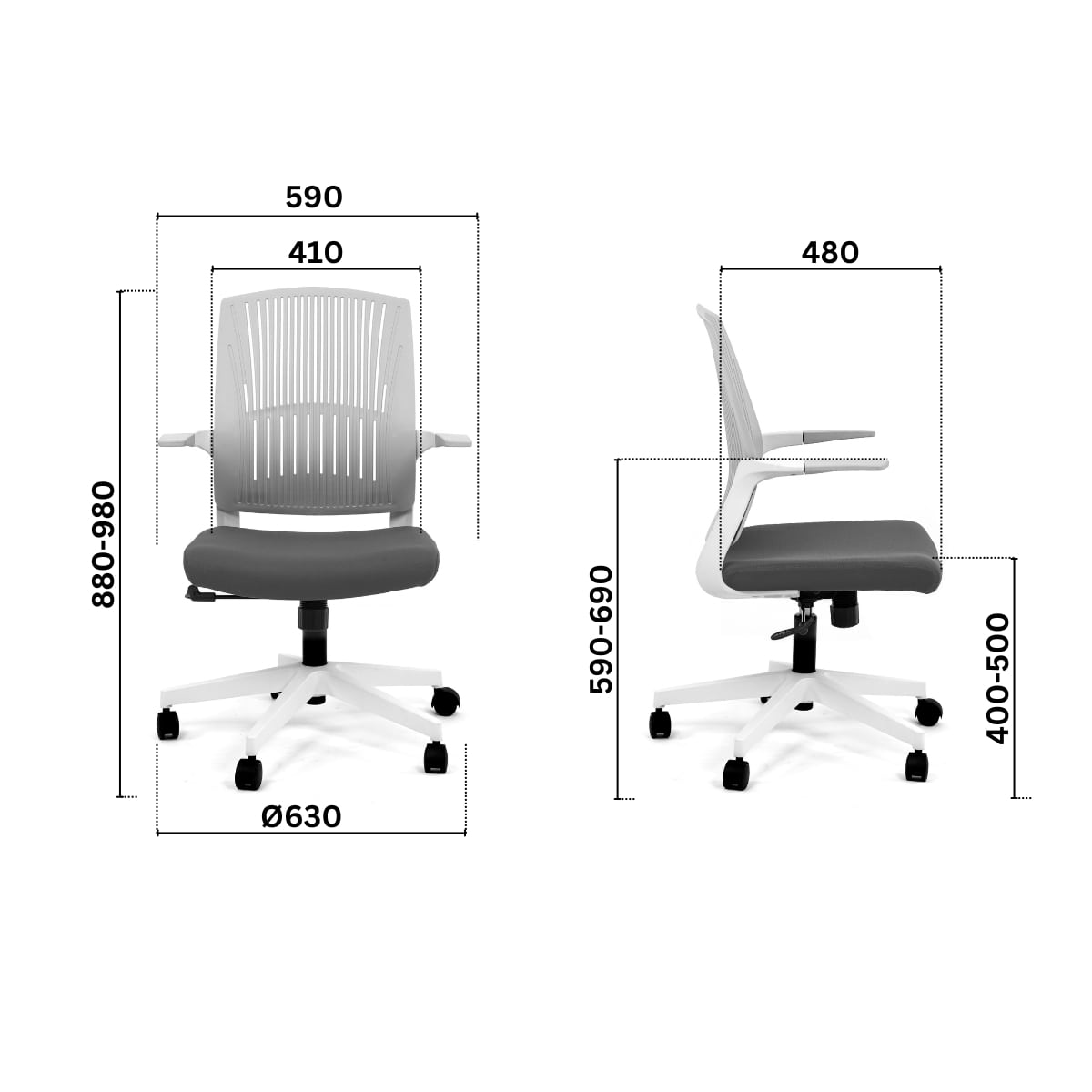 Работен офис стол BeYou черен пластмасова облегалка