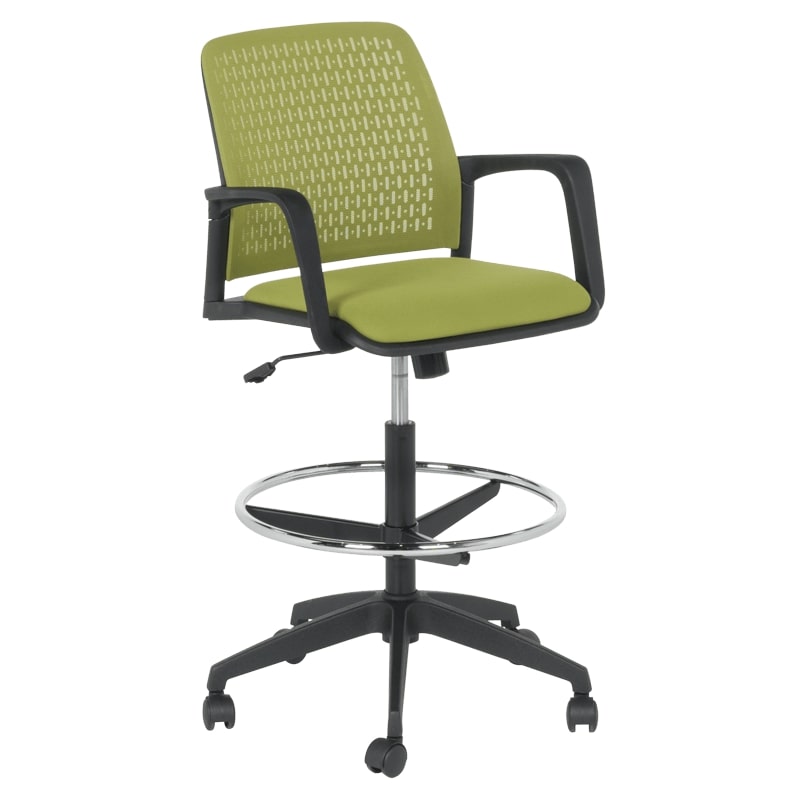 Висок работен стол - 7556 черна рамка-зелен