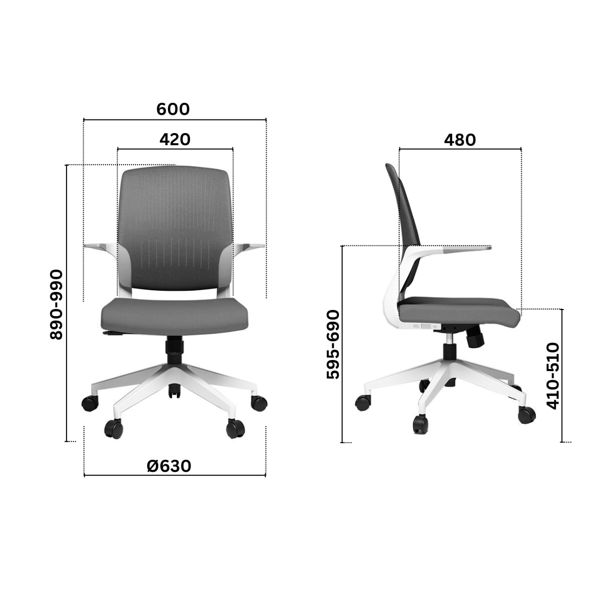 Офис стол BeYou Mesh сив