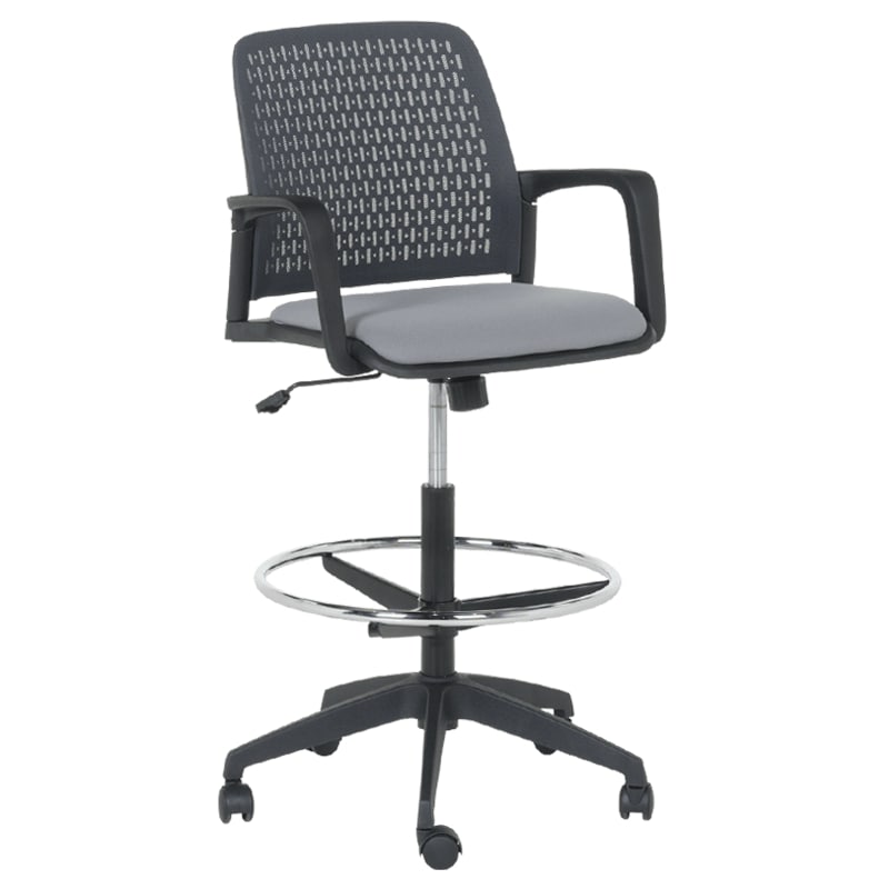 Висок работен стол - 7556 черна рамка-сив